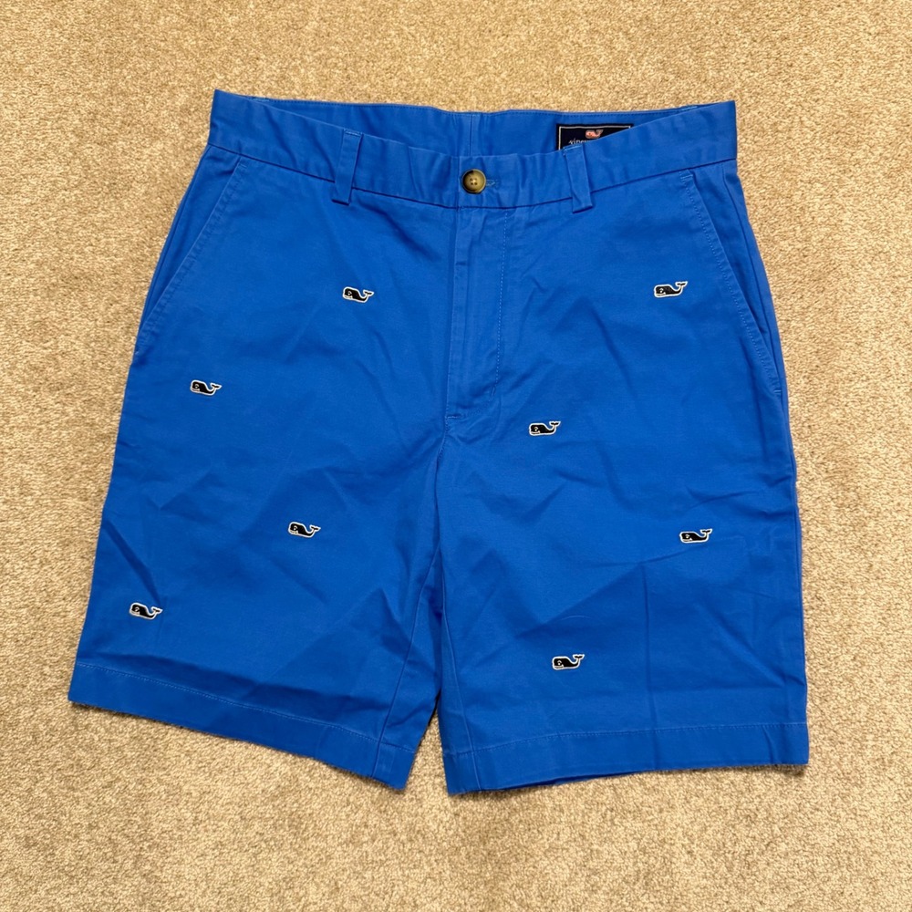 Vineyard Vines Shorts Mens 30 Blue Whale Embroidered Breaker Chino Preppy 9 In